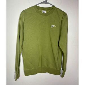 Nike Sweatshirt Mens Small Green Crewneck Swoosh Logo Pullover Casual Top